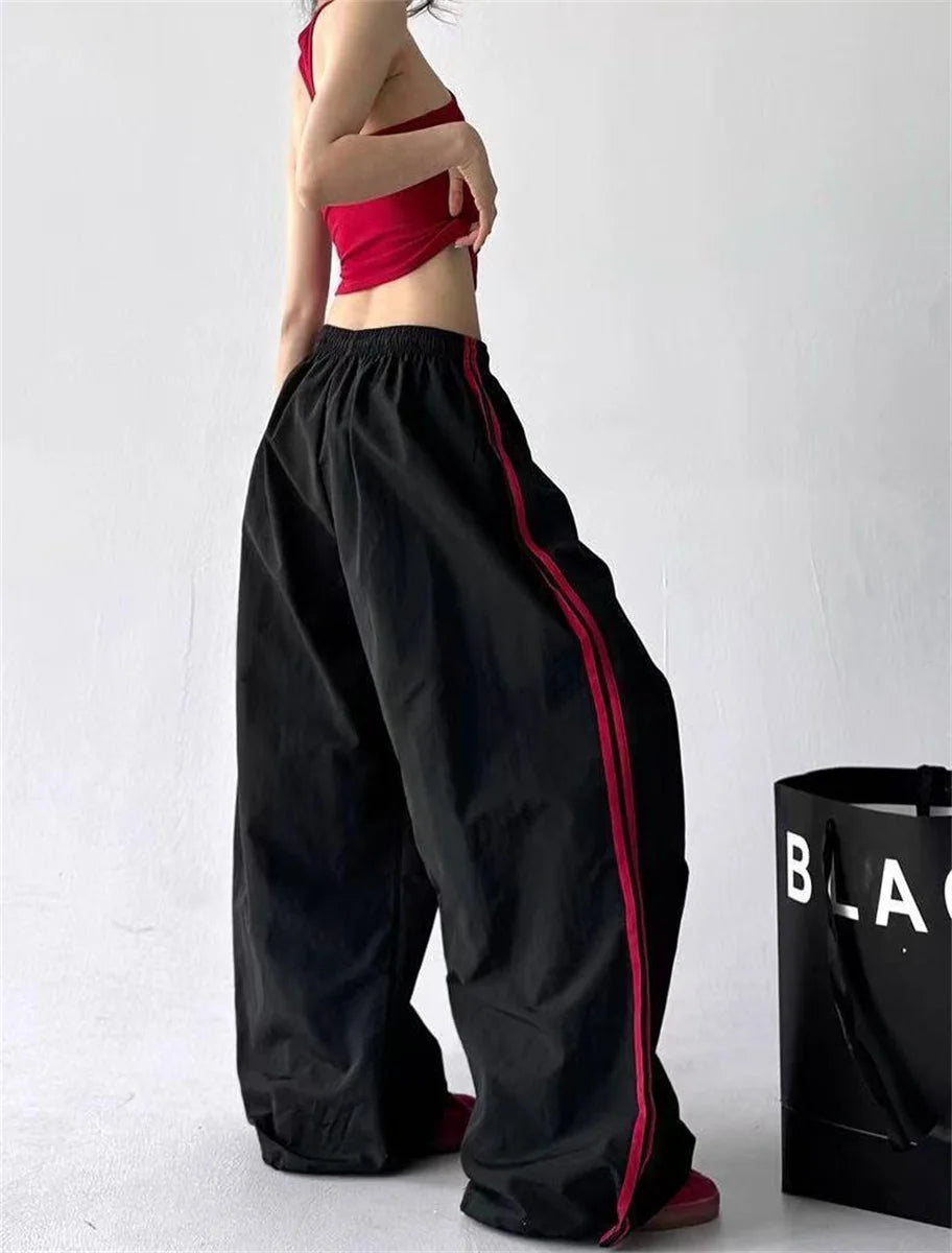 Women Loose Joggers Pants Vintage Streetwear Hip Hop Y2k Baggy Wide Leg Sweatpants Cargo Pants Casual Pockets Fashion Trousers