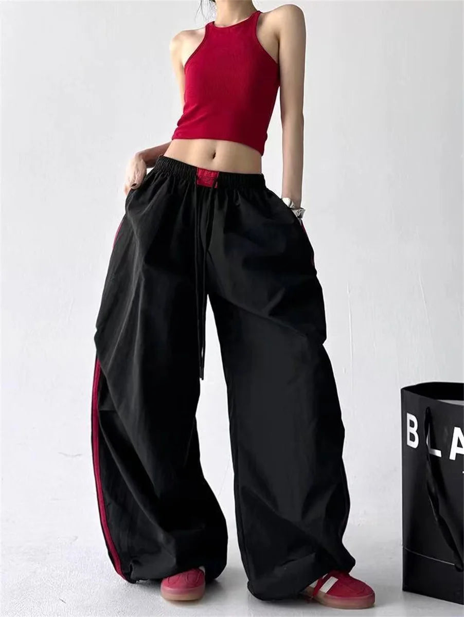 Women Loose Joggers Pants Vintage Streetwear Hip Hop Y2k Baggy Wide Leg Sweatpants Cargo Pants Casual Pockets Fashion Trousers