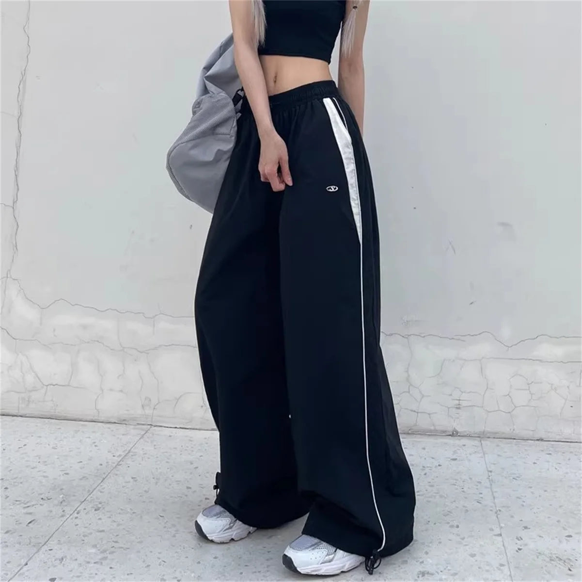 Women Loose Joggers Pants Vintage Streetwear Hip Hop Y2k Baggy Wide Leg Sweatpants Cargo Pants Casual Pockets Fashion Trousers