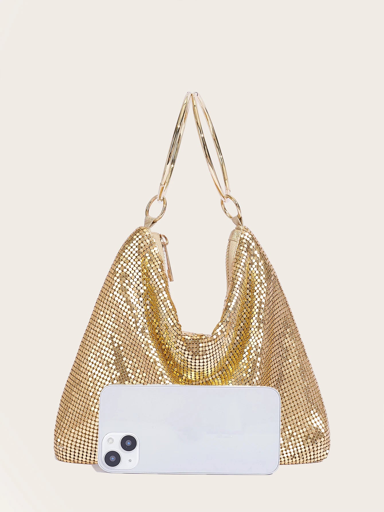 2024 Fashion Evening Bag Party Handbag for Women Large Capacity Gold Bag Aluminum Sheet Purse