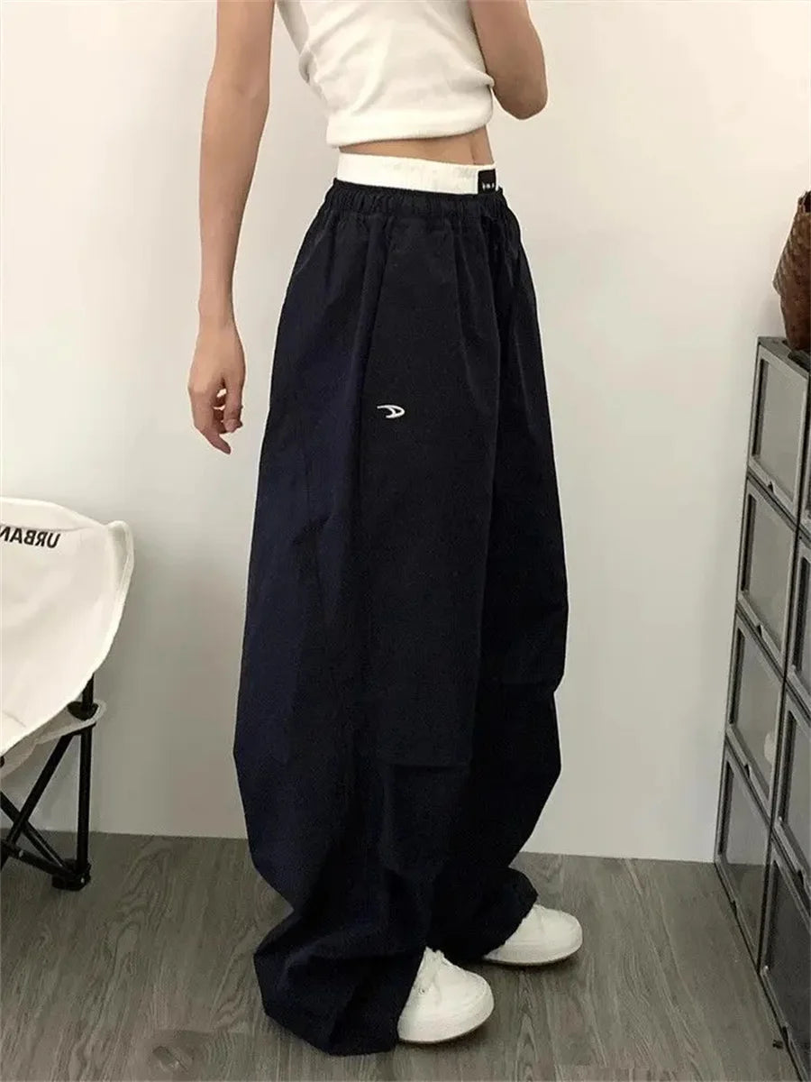 Women Loose Joggers Pants Vintage Streetwear Hip Hop Y2k Baggy Wide Leg Sweatpants Cargo Pants Casual Pockets Fashion Trousers