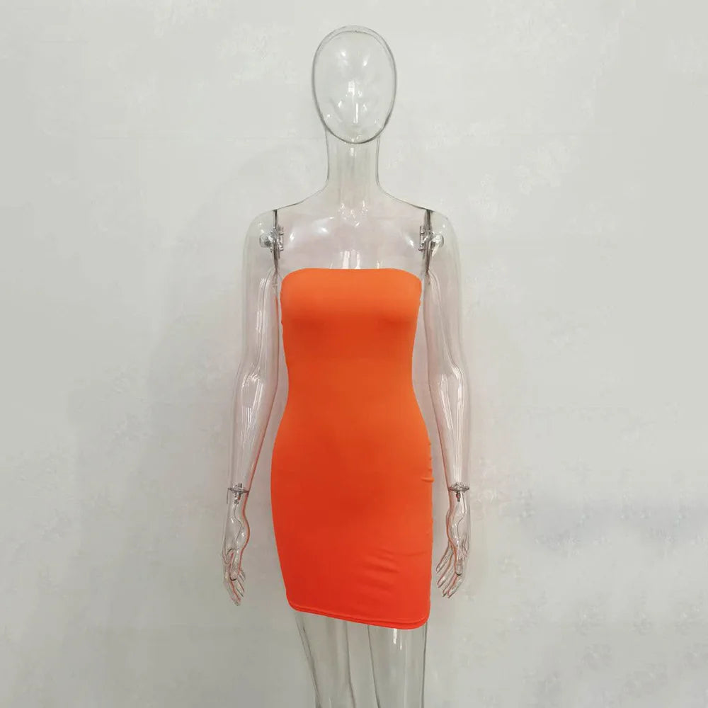 Sexy Strapless Party Club Bodycon Dresses Women Fashion Solid Backless Dress Women Clothes 2022 Off Shoulder Bodycon Tube Dress