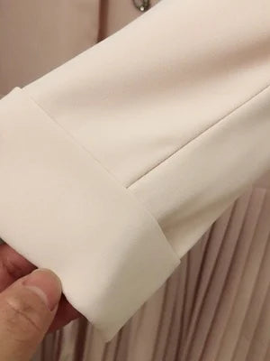 Notched Pleated Dress for Ladies Professional Suit Office Blazer Pink or Black Workwear Spring and Autumn New Fashion K1093