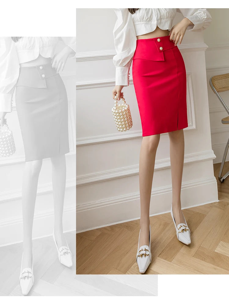 Oversized Pencil Black Skirts Women 2025 Korean Fashion Clothing Elegant High Wiast Bodycon Skirt Sexy Office Midi Mujer Faldas