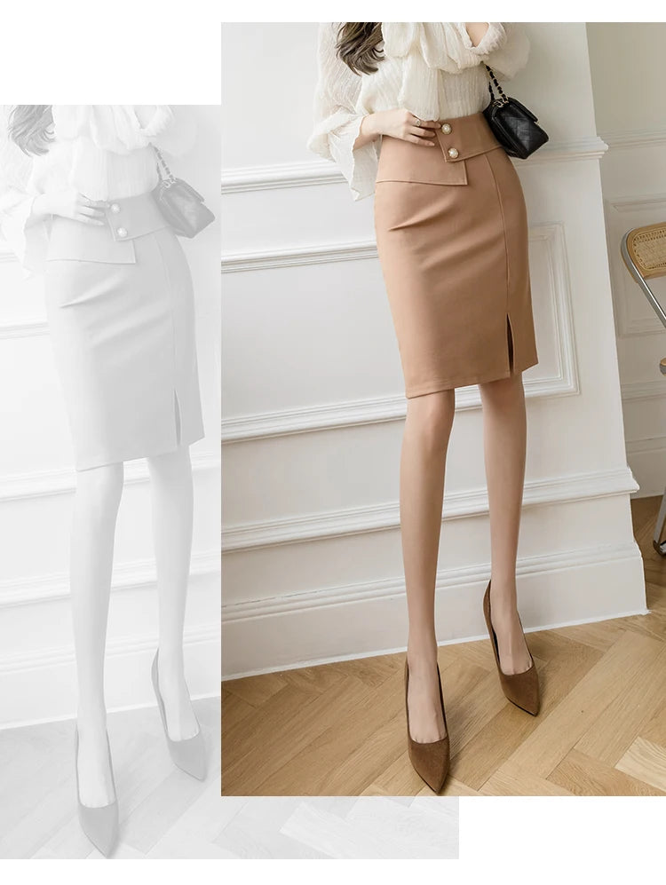 Oversized Pencil Black Skirts Women 2025 Korean Fashion Clothing Elegant High Wiast Bodycon Skirt Sexy Office Midi Mujer Faldas