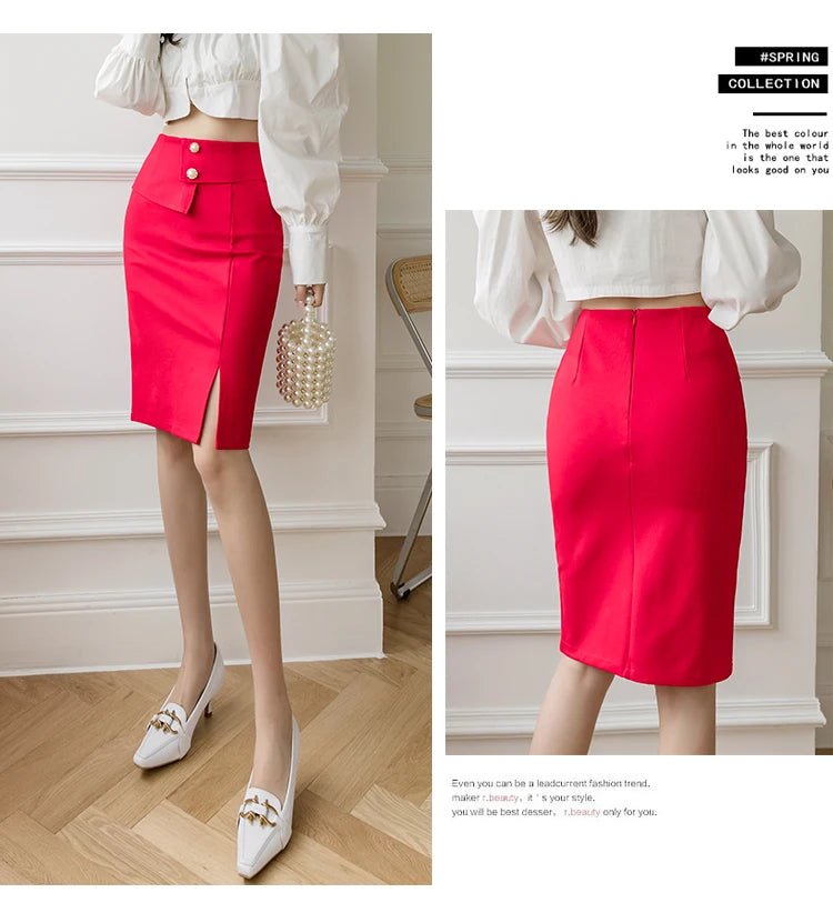 Oversized Pencil Black Skirts Women 2025 Korean Fashion Clothing Elegant High Wiast Bodycon Skirt Sexy Office Midi Mujer Faldas