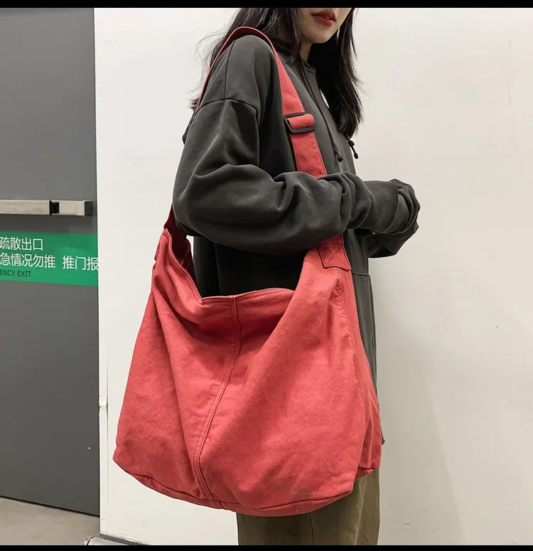 Women's Shoulder Bag Large Canvas Crossbody Bags for Women 2023 Cotton Cloth Fashion Korean Female Students School Bag Handbags