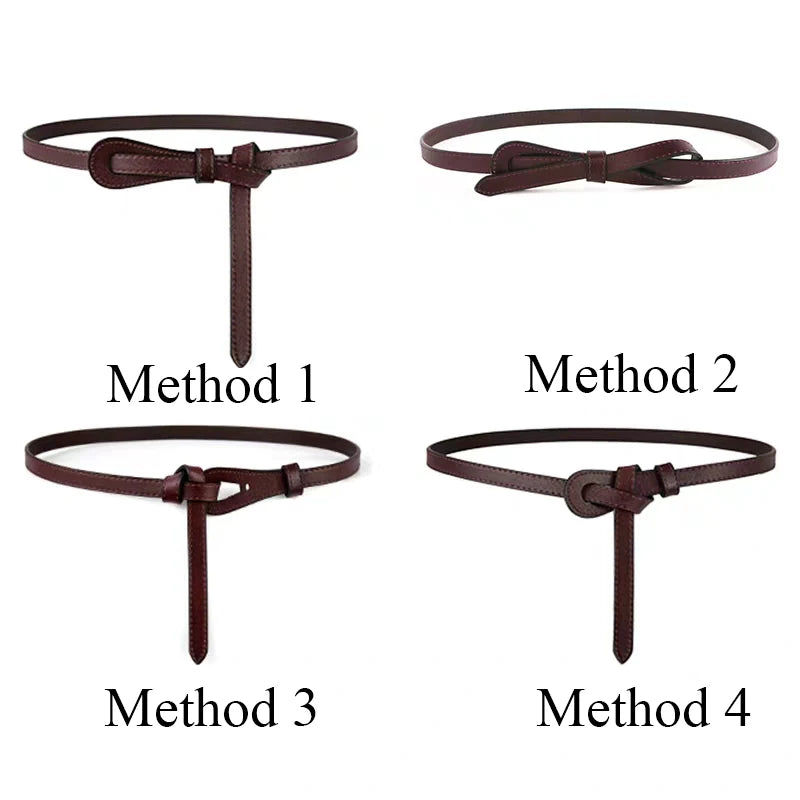 110cm Female Wild Belts Strap Thin Waistband Knotted Bow Waist Belt for Women Fashion Leather Dress Clothes Decoration Jewelry