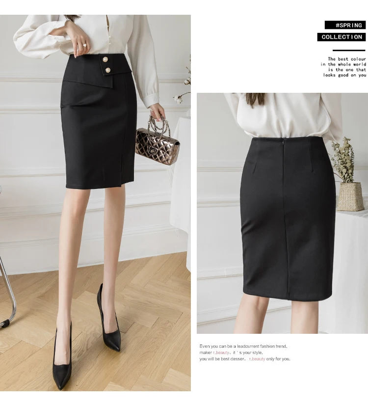 Oversized Pencil Black Skirts Women 2025 Korean Fashion Clothing Elegant High Wiast Bodycon Skirt Sexy Office Midi Mujer Faldas