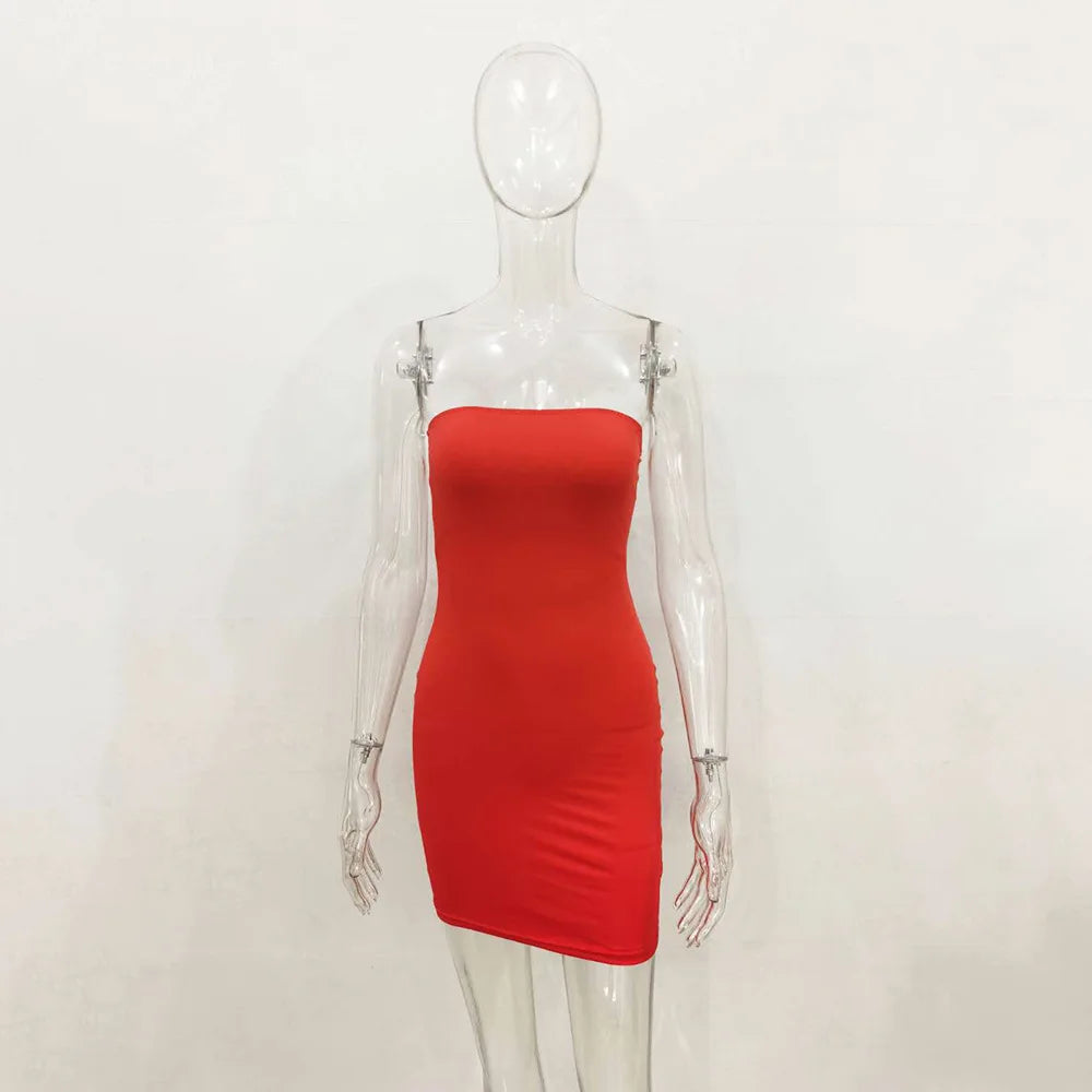 Sexy Strapless Party Club Bodycon Dresses Women Fashion Solid Backless Dress Women Clothes 2022 Off Shoulder Bodycon Tube Dress