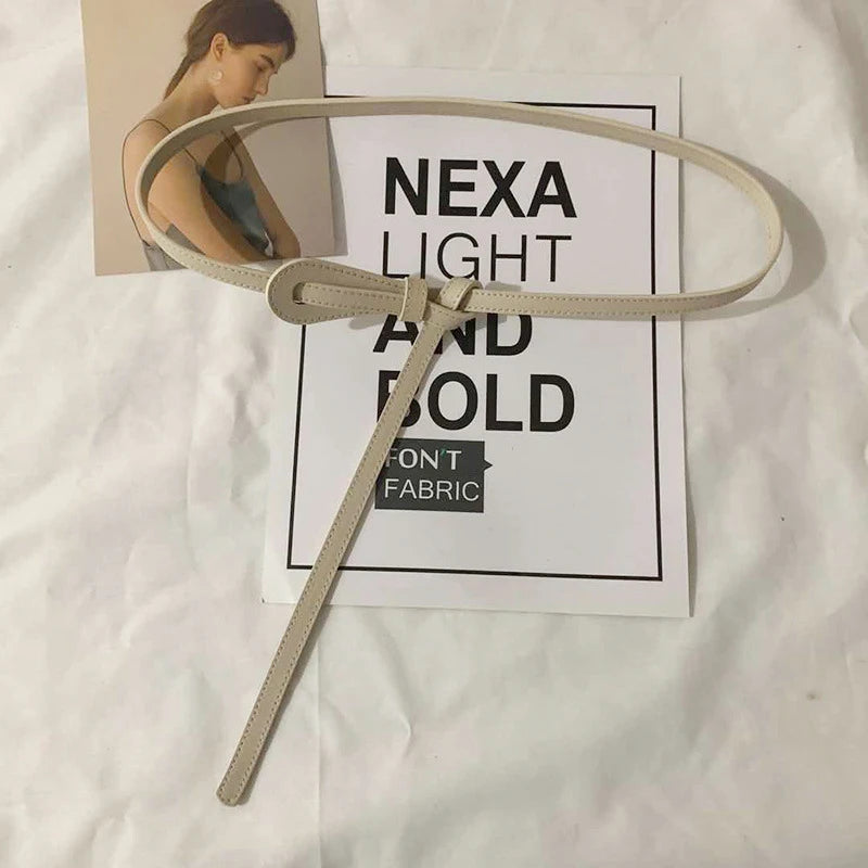110cm Female Wild Belts Strap Thin Waistband Knotted Bow Waist Belt for Women Fashion Leather Dress Clothes Decoration Jewelry