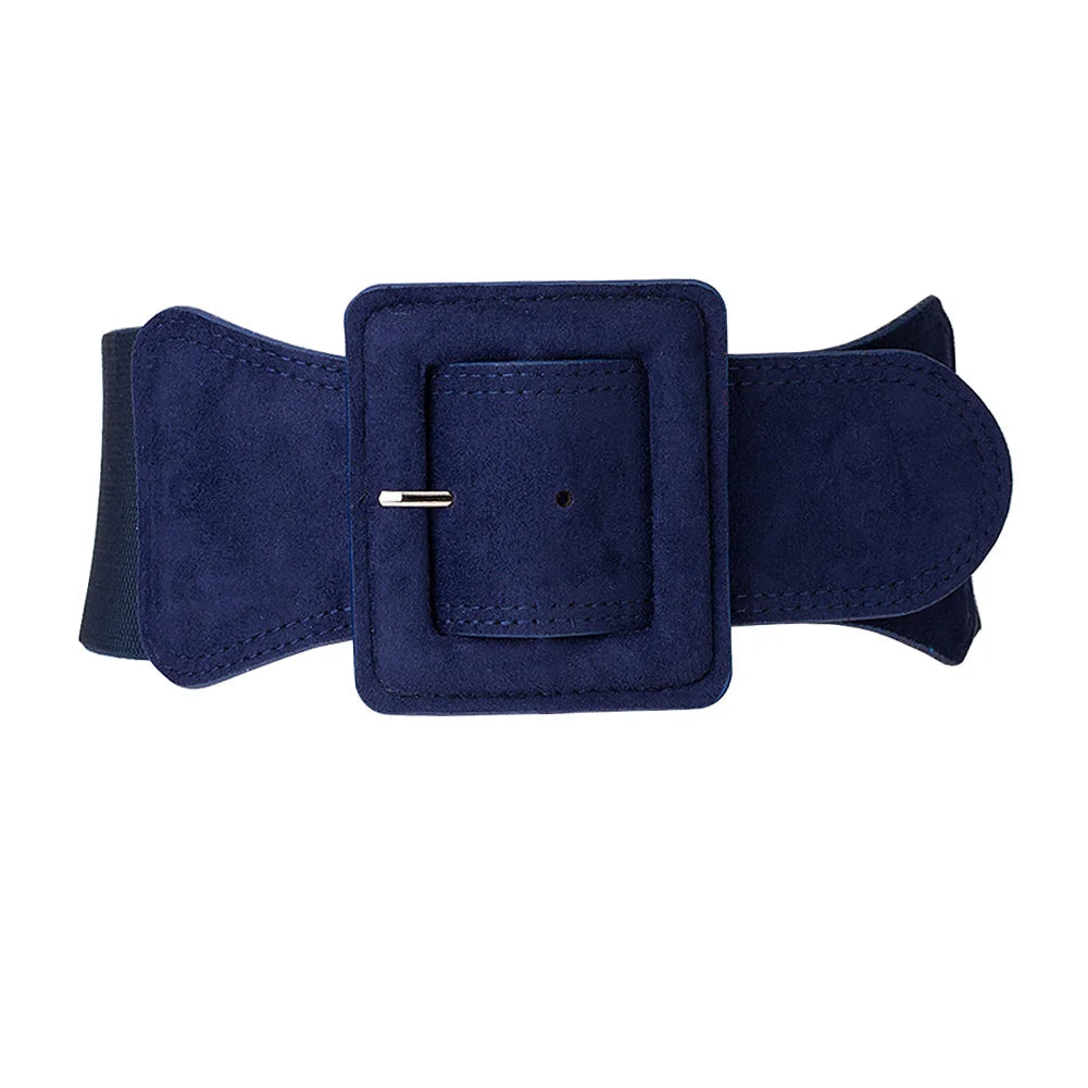 Women Waist Belt Cummerbund Elastic Belt Dress Decorate Waistband Wide Stretchy Cinch Belts with Suede Buckle