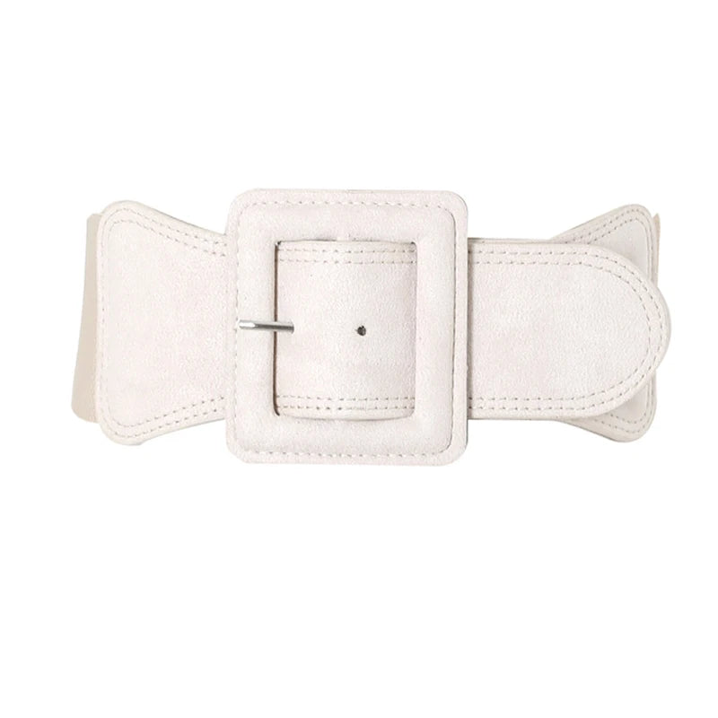 Women Waist Belt Cummerbund Elastic Belt Dress Decorate Waistband Wide Stretchy Cinch Belts with Suede Buckle