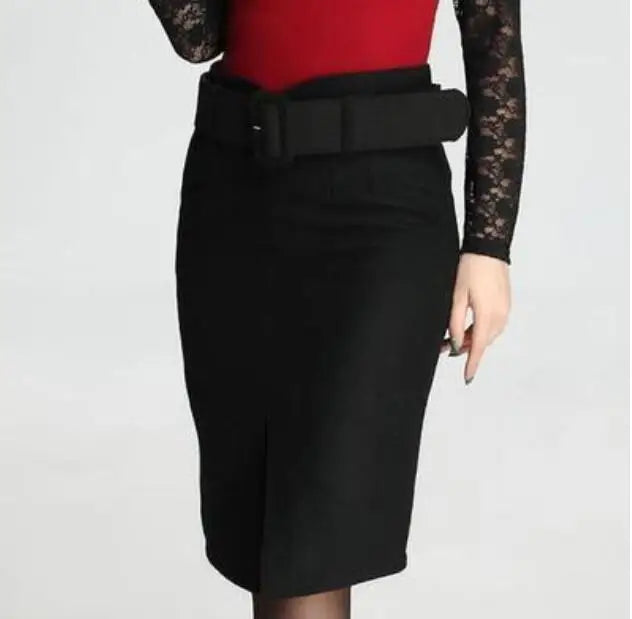 new fashion autumn winter 2019 plus size high waist skirt saias femininas casual Woolen midi pencil skirt women skirts clothes