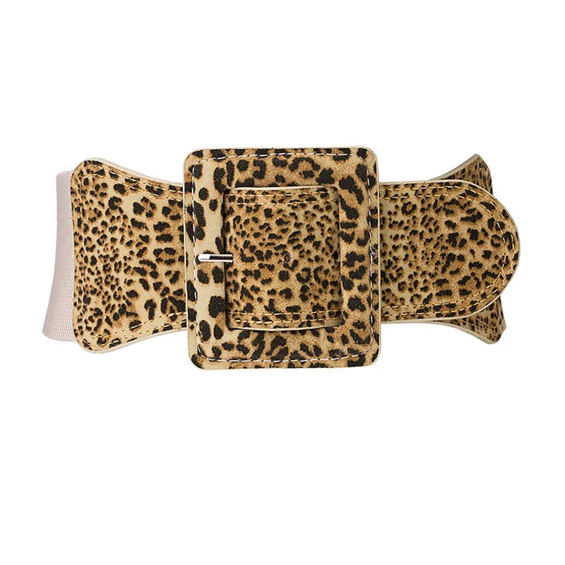 Women Waist Belt Cummerbund Elastic Belt Dress Decorate Waistband Wide Stretchy Cinch Belts with Suede Buckle