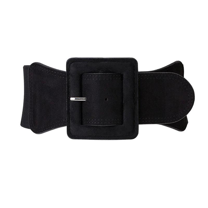 Women Waist Belt Cummerbund Elastic Belt Dress Decorate Waistband Wide Stretchy Cinch Belts with Suede Buckle