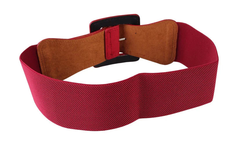 Women Waist Belt Cummerbund Elastic Belt Dress Decorate Waistband Wide Stretchy Cinch Belts with Suede Buckle