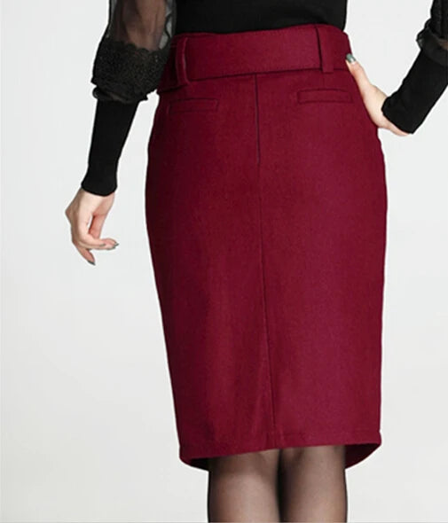 new fashion autumn winter 2019 plus size high waist skirt saias femininas casual Woolen midi pencil skirt women skirts clothes