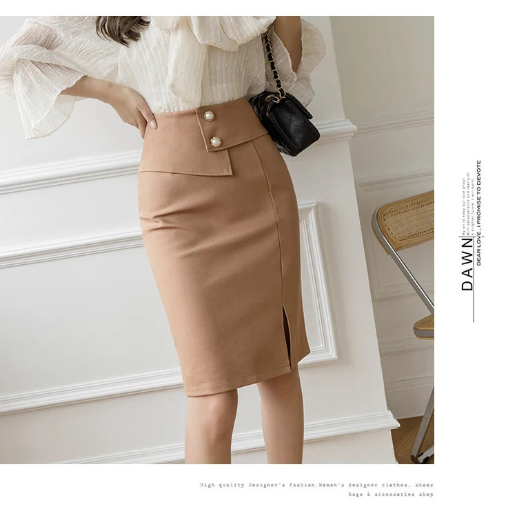 Oversized Pencil Black Skirts Women 2025 Korean Fashion Clothing Elegant High Wiast Bodycon Skirt Sexy Office Midi Mujer Faldas