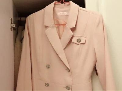 Notched Pleated Dress for Ladies Professional Suit Office Blazer Pink or Black Workwear Spring and Autumn New Fashion K1093