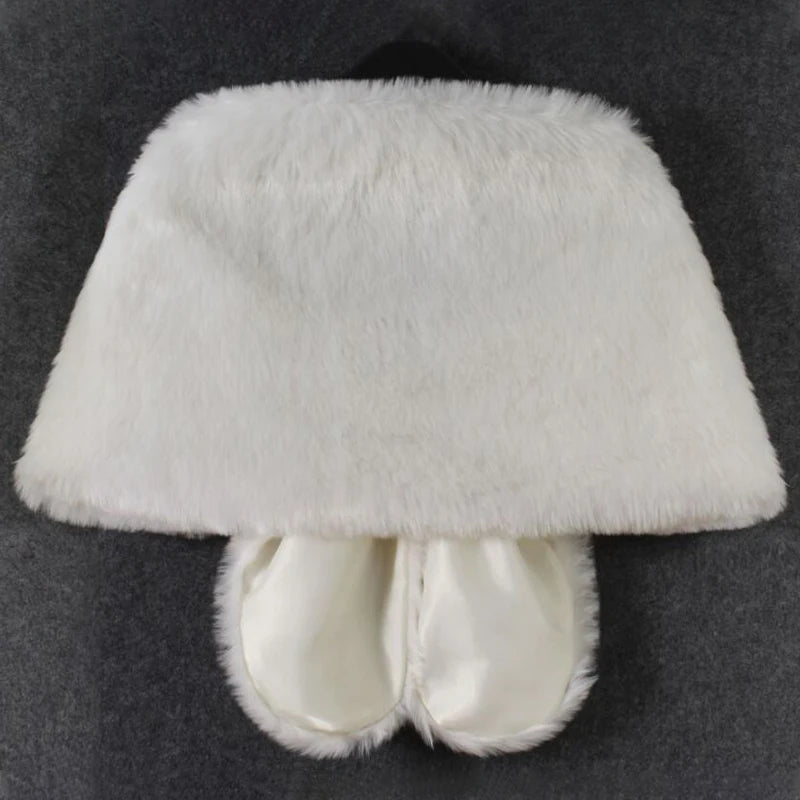 Women Bridal Shawl Wedding Cape Warm Plush Elegant Winter Faux Fur Long Shawl Stole Wrap Shrug Scarf For Evening Party Decor