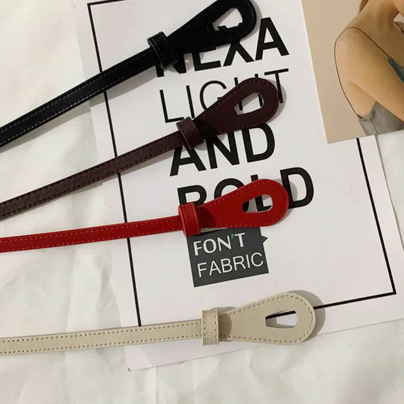 110cm Female Wild Belts Strap Thin Waistband Knotted Bow Waist Belt for Women Fashion Leather Dress Clothes Decoration Jewelry