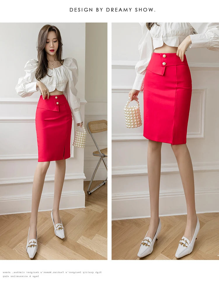 Oversized Pencil Black Skirts Women 2025 Korean Fashion Clothing Elegant High Wiast Bodycon Skirt Sexy Office Midi Mujer Faldas