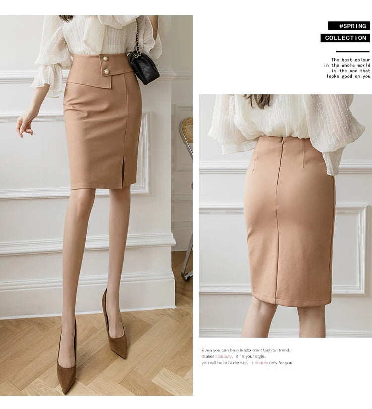 Oversized Pencil Black Skirts Women 2025 Korean Fashion Clothing Elegant High Wiast Bodycon Skirt Sexy Office Midi Mujer Faldas
