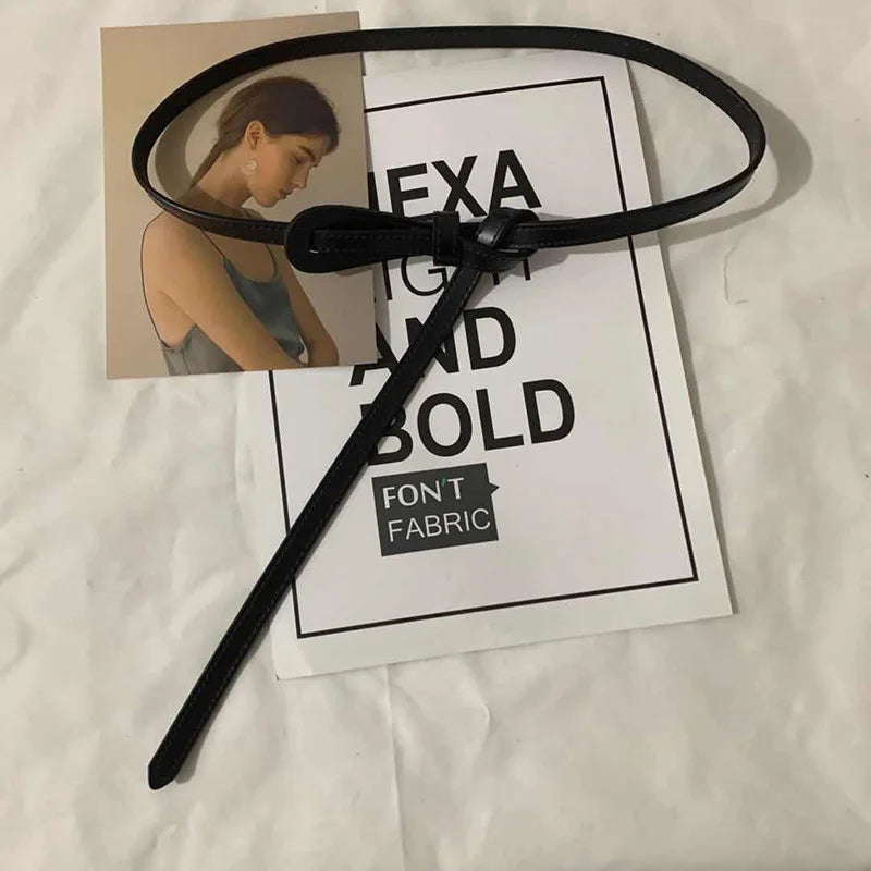110cm Female Wild Belts Strap Thin Waistband Knotted Bow Waist Belt for Women Fashion Leather Dress Clothes Decoration Jewelry