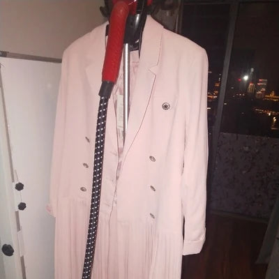 Notched Pleated Dress for Ladies Professional Suit Office Blazer Pink or Black Workwear Spring and Autumn New Fashion K1093