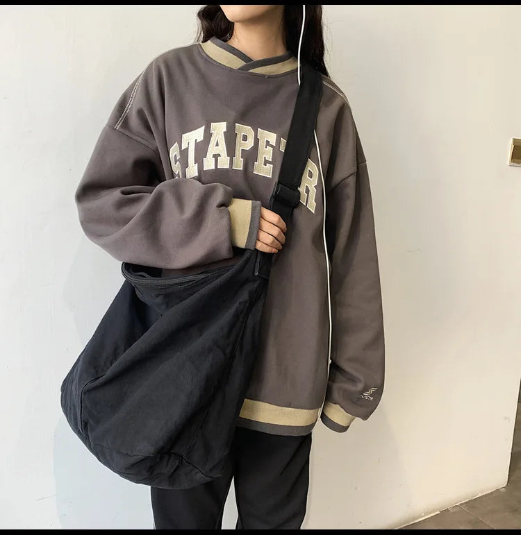 Women's Shoulder Bag Large Canvas Crossbody Bags for Women 2023 Cotton Cloth Fashion Korean Female Students School Bag Handbags