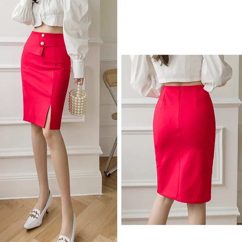 Oversized Pencil Black Skirts Women 2025 Korean Fashion Clothing Elegant High Wiast Bodycon Skirt Sexy Office Midi Mujer Faldas