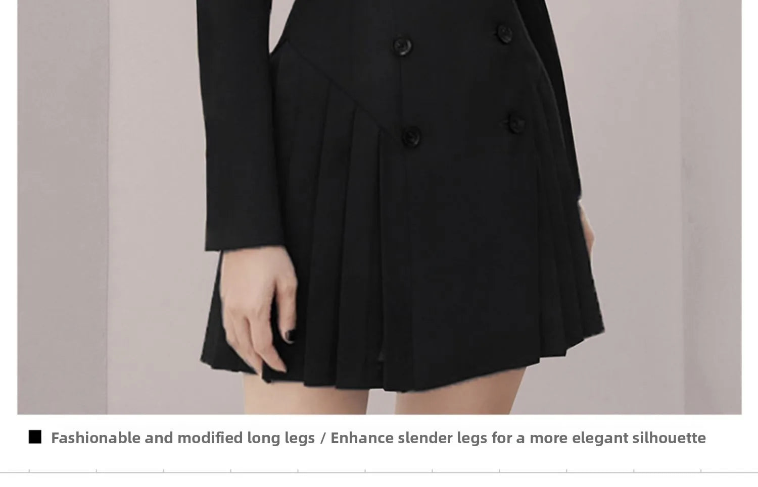 Trendy Early Autumn Bla Suit Dr V-Ne Long Sve Pleated Slimming OL Dr Faionable Women's  Dr for Young Ad...