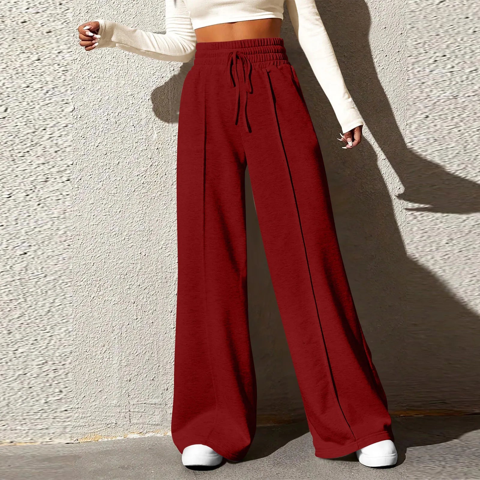 Wide Leg Pants For Women’S Fleece Lined Sweatpants Straight Pants Bottom All-Math Plain Fitness Joggers Pants Travel Basic
