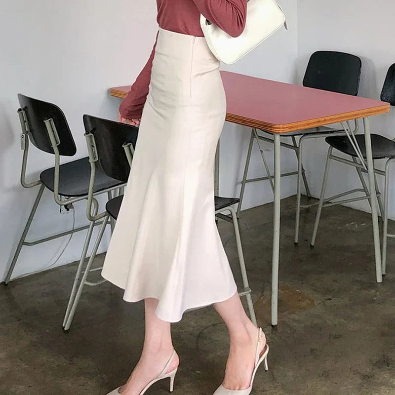 Elegant Office Long Skirts Women 2024 Fashion High Waist Bodycon White Black Skirt French Y2k Slim Corset Bridal Maxi Skirt XL