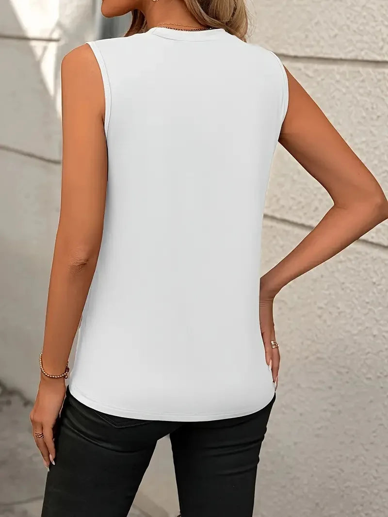 Women's Tank Top 2024 Summer Casual Splicing Cotton O Neck Loose Elegant Sleeveless Tops Women T Shirt Blusa Streetwear Clothing