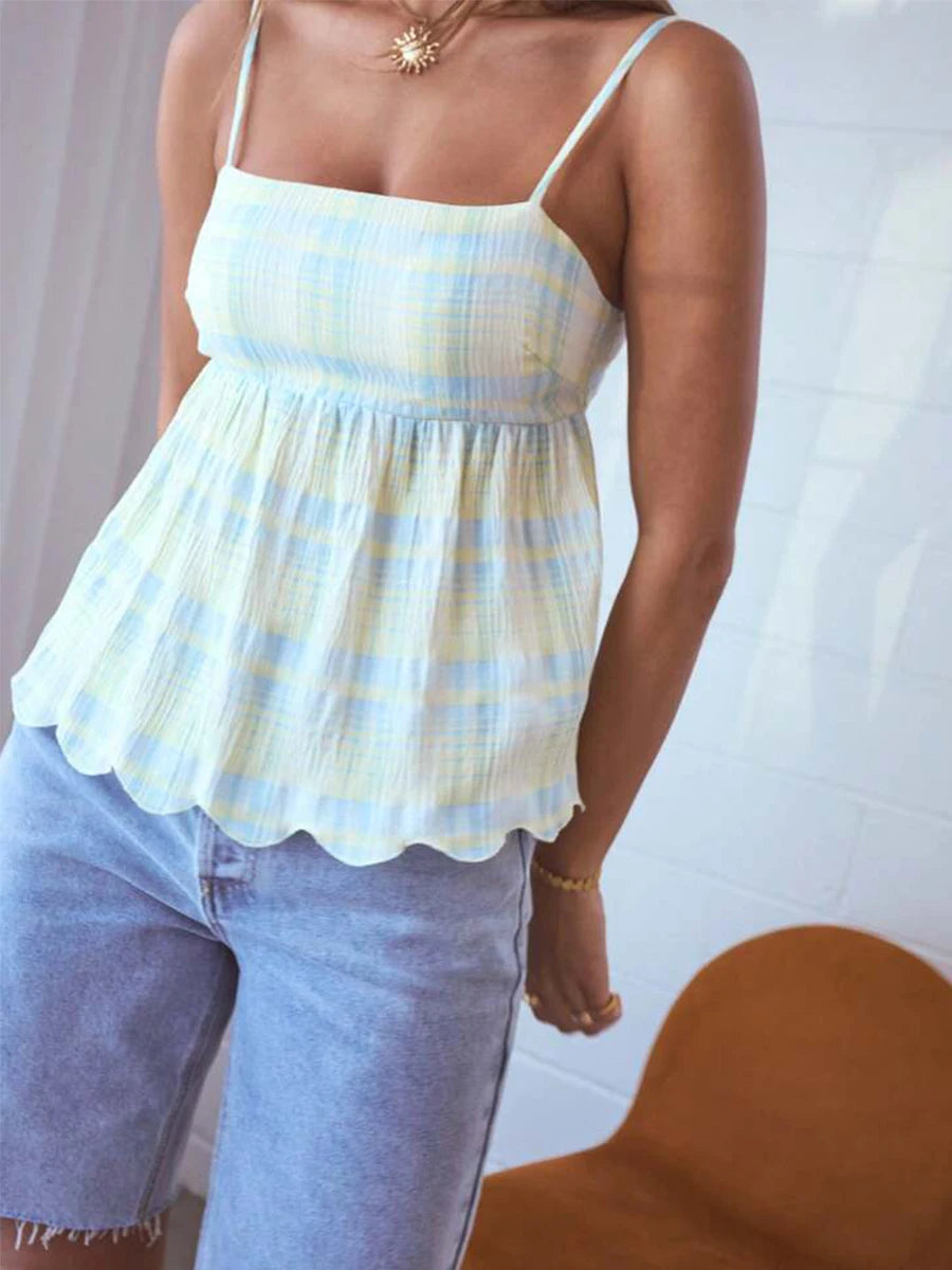 Summer European and American vacation style spaghetti strap sexy women's tank top