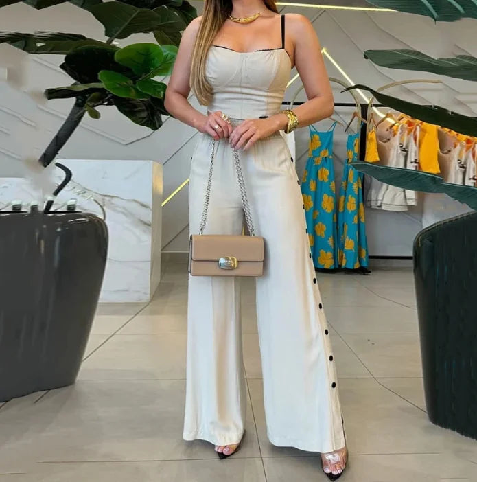 Two Piece Set for Woman 2025 Summer Casual Matching Sets Outfits Women's Sexy Tank Tops Elastic High Waist Wide Leg Pants Set