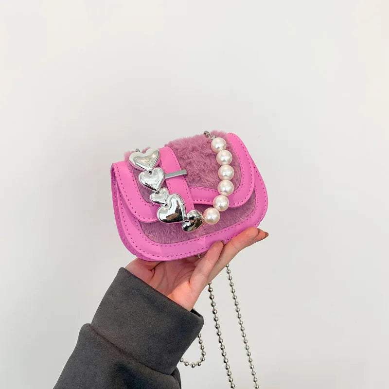 Luxury Designer Faux Fur Handbag Women Mini Fur Shoulder Crossbody Bag Ladies Fashion Party Purse Lipstick Bag Chain Clutches