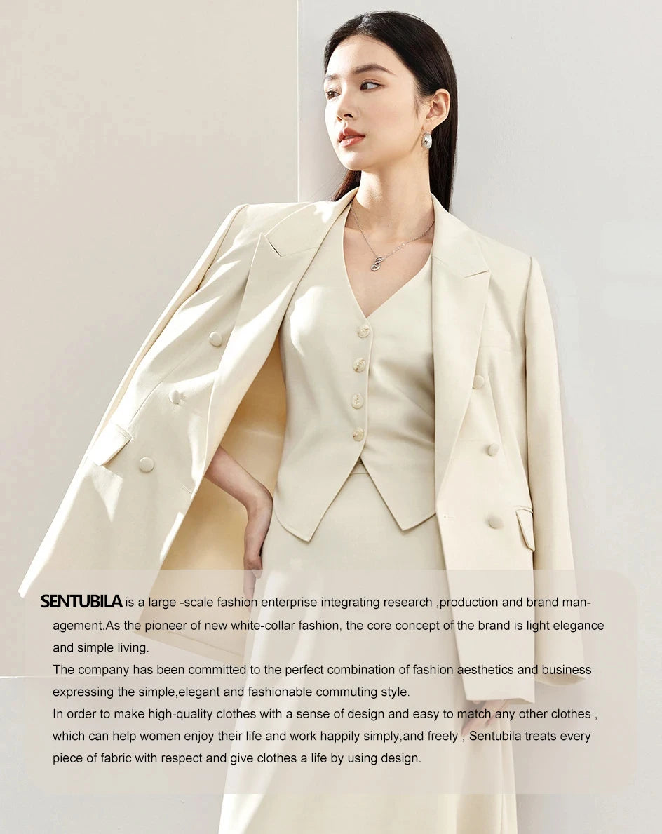 SENTUBILA Women's Long Woolen Overcoats 2025 Winter Outerwear Elegant Turtleneck Warm Double Breasted Belt Wrap Coat W24O42064