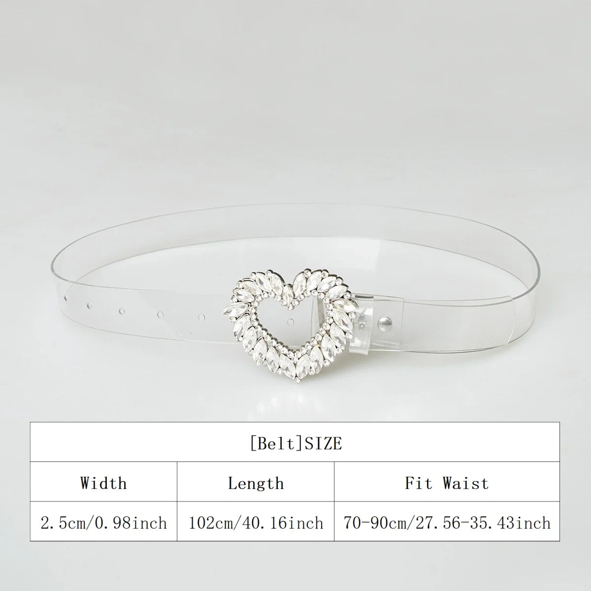 New Fashion Heavy-duty Sparkling Heart-Shaped Glass Buckle Waist Belt for Women Cross-Border Best-Selling Item