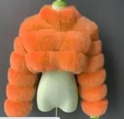 S-8XL Winter Warm Loose Fluffy Plush Jacket Women Striped Faux Fur Soft Velvet Coat Ladies Long Sleeves Thick Short Overcoat