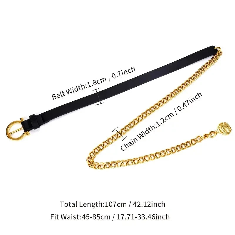 Designer Belts For Women High Quality Luxury Golden Chain Belt Ladies Dress Waistband Flower Adjustable Punk Corset