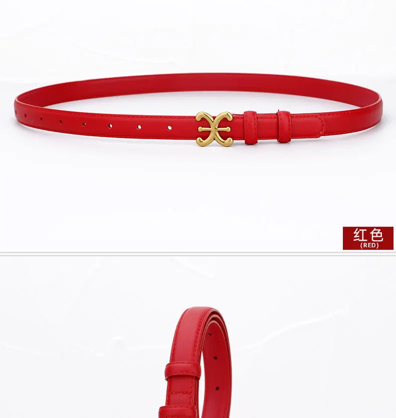 Women's luxury belts fashionable and trendy 1.8CM leather belts body metal buckle head suitable for dress trousers casual wear