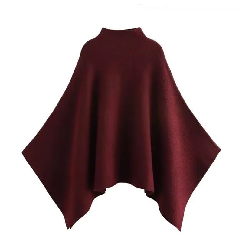 Women's Shawl Wrap Poncho Cape Cardigan Shawls for Fall Winter Spring Loose Stand Collar Asymmetric Knitted Cape Jacket