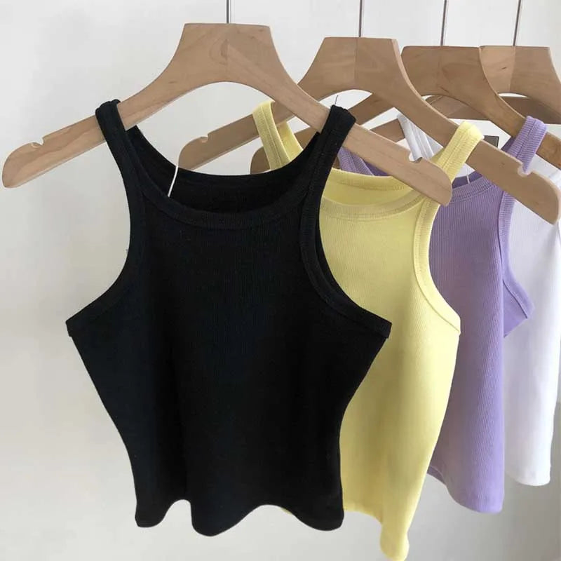 2024 Women Tank Tops Sexy Cropped Top Female Women Summer Camisole Camis Black White Sport Clothes For Women