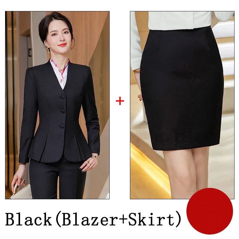Women Business Skirt Suits Spring Formal Uniform Styles Blazers Feminino for Women Professional Office Work Wear Outfits Set