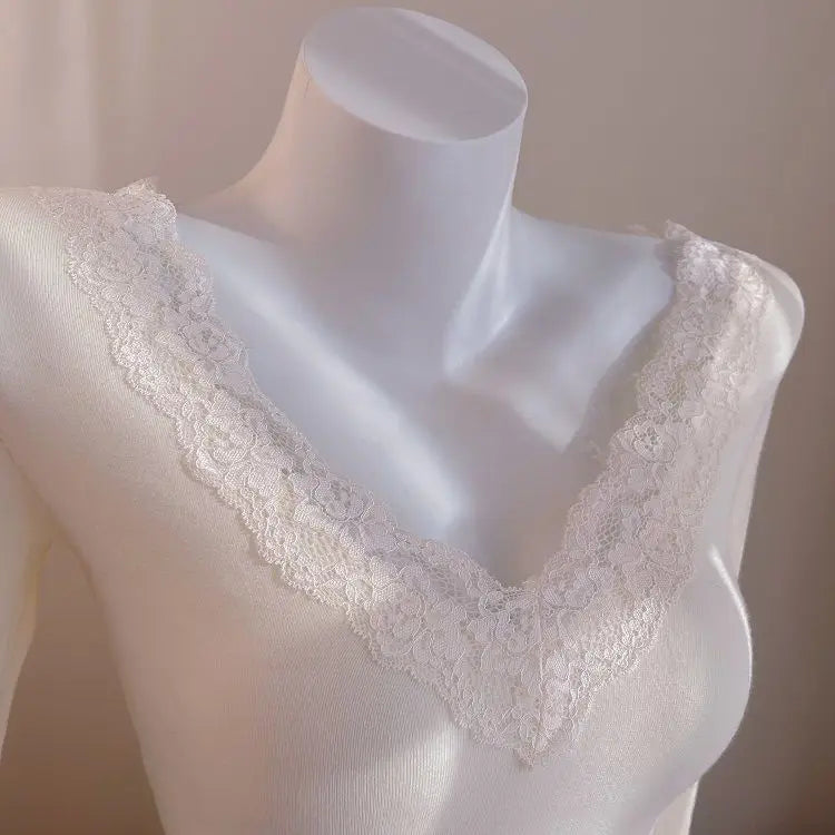 Women's Blouses Sexy Lace Deep V Neck Long Bell Sleeves Top Slim Fit Low Cut Sheer Mesh Shirt For Spring Fall Women's Clothing