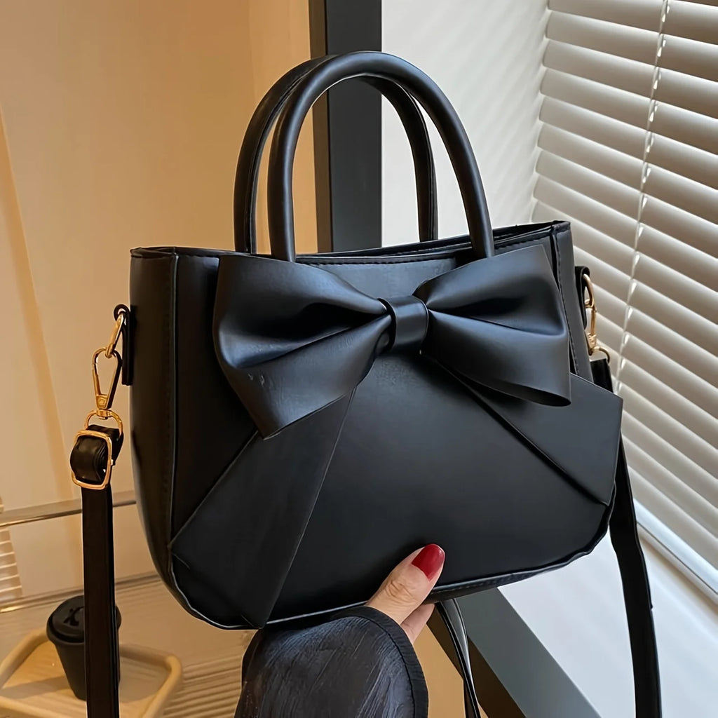 Elegant Black Bow Handbag w/ Gold Hardware, Detachable Strap.Versatile for Daily Use & Formal Events.Fashion Must-Have!Shop Now!