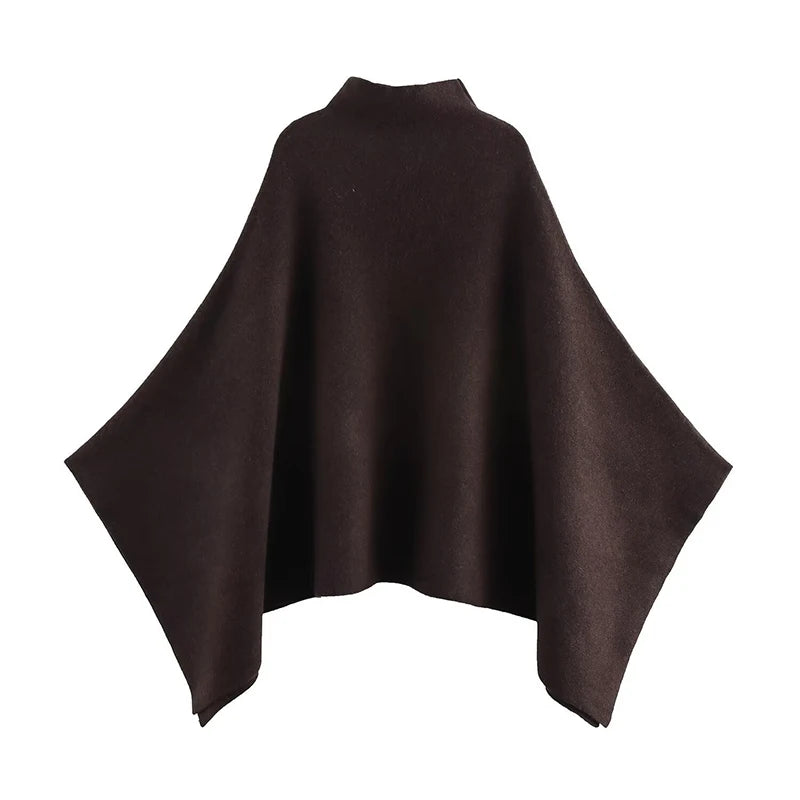 Women's Shawl Wrap Poncho Cape Cardigan Shawls for Fall Winter Spring Loose Stand Collar Asymmetric Knitted Cape Jacket